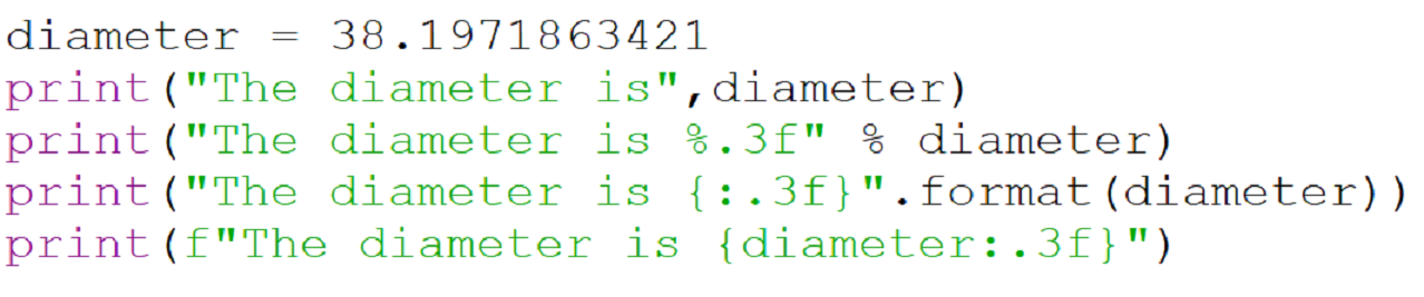 print formatting example in
python