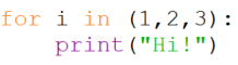 Hihihi! in python using a for
loop.